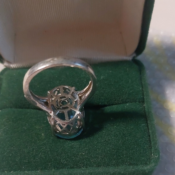Pandora Elegant Blue Gemstone Ring Sz 9 Humungus! - Picture 4 of 16